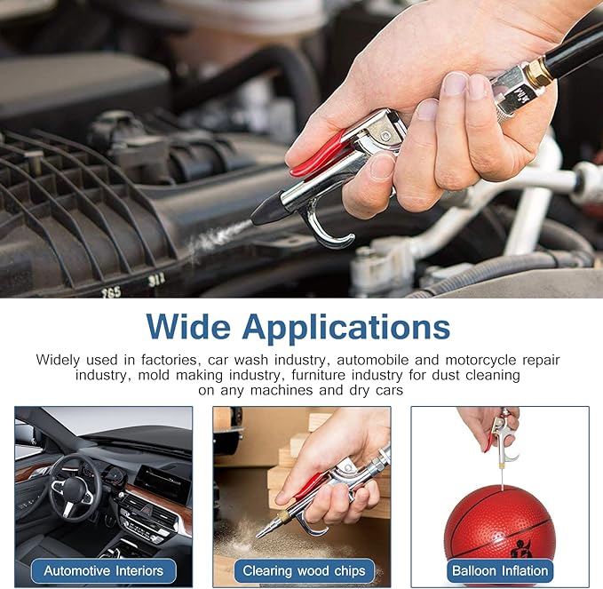 20PCS Air Compressor Accessory Kit with Hose, Air Compressor Tool Includes Recoil Air Hose, Air Duster Blow Gun and Nozzles, Air Compressor Fitting