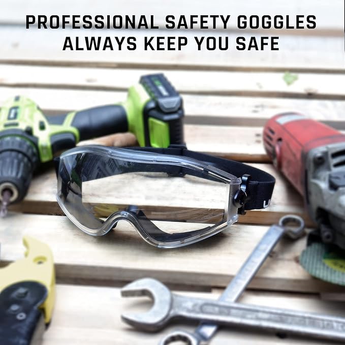 UKNOW Safety Goggles Over Glasses - Anti-Fog Clear Lens - ANSI Z87.1 Certified Eye Protection for Lab Work, Industrial Use