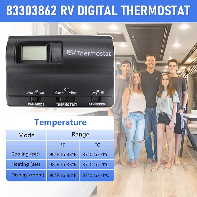 RV Digital Heat/Cool T-Stat Wall Thermostat Compatible with Coleman 8330-336 8330-337 8330-338 8330-339 8330-369 8330-386 Replace 83303862