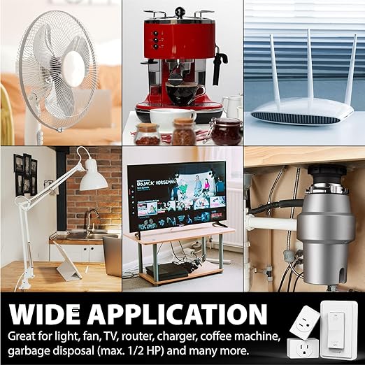 Fosmon Wireless Remote Control Electrical Outlet Switch (2 Pack) - ETL Listed, (15A, 125V 1875W) Remote Light Switch Outlet Plug with Braille (On/Off) Mark for Lamp, Lights, Fans, Expandable