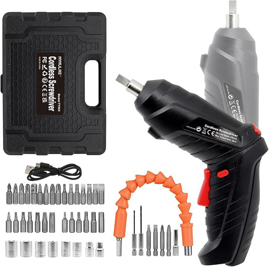 Cordless Electric Screwdriver, Charging 2-3hours, 47 pcs Accessories Small Drills for Moving, Disassembling and Reassembling Cabinets and Beds not Suitable for Construction Sites and Concrete Drilling