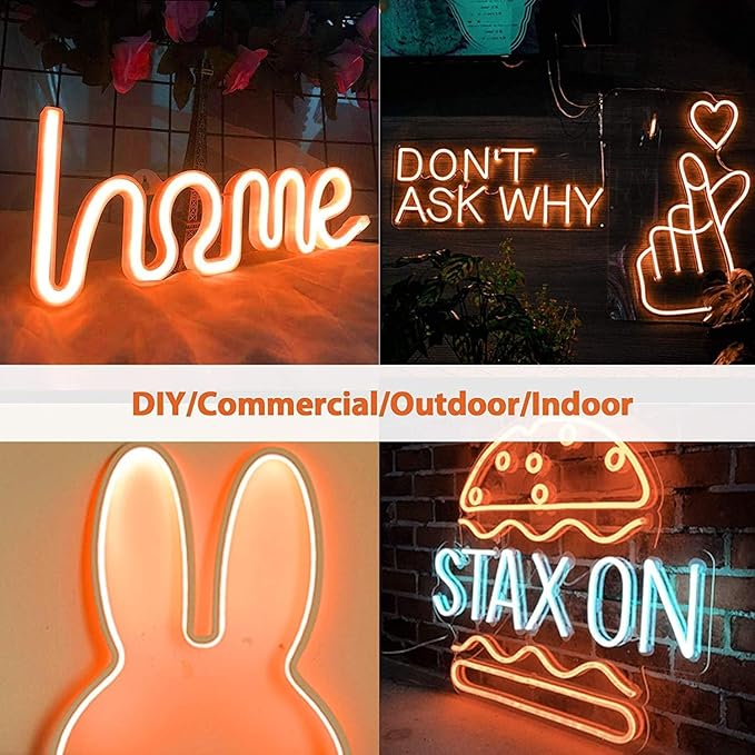 Lamomo LED Neon Lights, 16.4ft Orange Halloween Decorations 0.39In/Cut Neon Light Strip, 12V Flexible Waterproof LED Strip,Silicone Neon Rope Light for Indoor Outdoor Decor（Power Adapter not Included