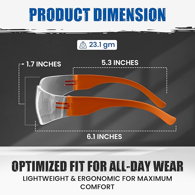 Work Safety Glasses For Men | Ansi Z87 Certified Safety Goggles For Shooting Range | Anti-Scratch Outdoor Glass