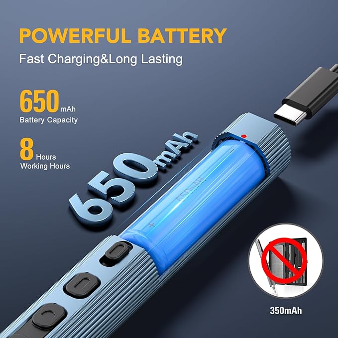 VIGRUE Precision Screwdriver Set, Mini Electric Screwdriver with 140 Magnetic Precision Bits, Professional 650mAh 3 Torque Settings for Laptop Camera Watch Drones Repair, USB Charging (JM-02)