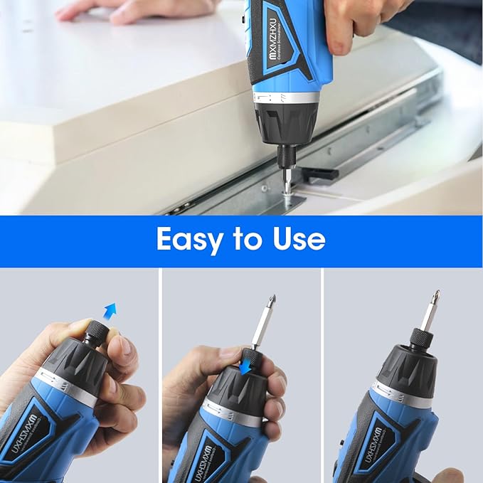 Cordless Screwdriver,8V Electric Screwdriver with 2X 2000mAh Battery,6+1Torque, 10N·m Max Rechargable Power Screwdriver 47pcs Bits, LED Light,Flexible Shaft