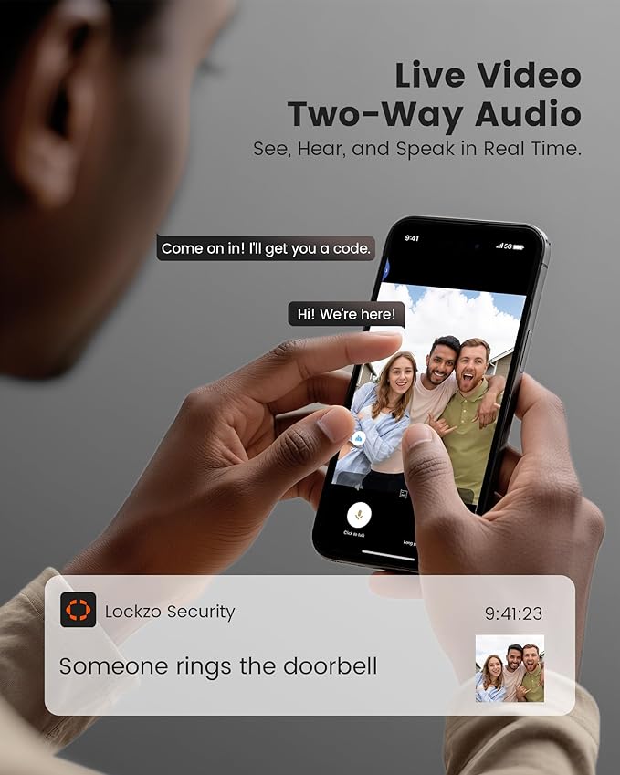 Smart Lock with Camera, 6-in-1 WiFi Doorbell Keyless Entry Door Lock, Deadbolt Lock for Front Door, Fingerprint, Keypad Code, App Control, IP65 Waterproof, BHMA, Support Alexa&Google Assistant