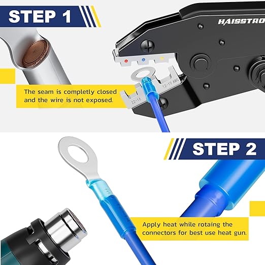 haisstronica 620PCS Marine Grade Heat Shrink Wire Butt Connectors kit,22-10 AWG Tinned Red Copper Electrical Wire Connectors,Ring Fork Spade Butt Splice(3Colors/24Size)