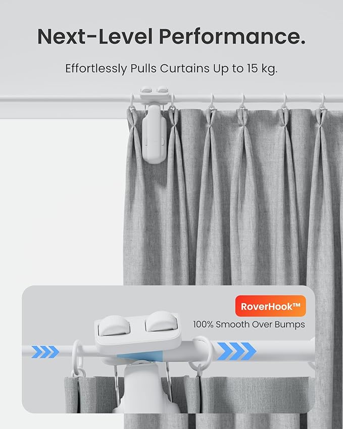 2025 Automatic Curtain Opener 3 Rod, Bluetooth Remote Control Smart Curtain, WiFi & App Control, Add Hub to Compatible with Alexa, Google Home, HomeKit (2025 Curtain Opener*2)