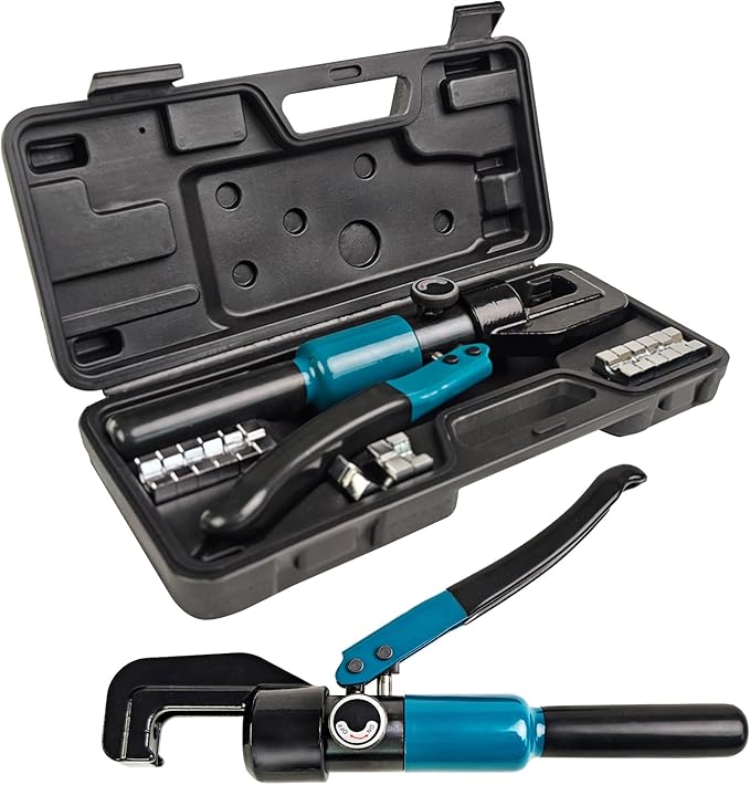 Hydraulic Crimping Tool - 1/8” Wire Rope Crimping Tool with 9 Die Sets (12 AWG to 2/0 AWG) for Battery/Welding Cables & Electrical Wires