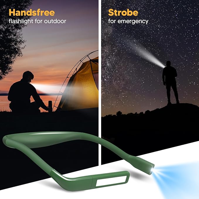 Neck Reading Light, Book Light for Reading in Bed, Eye-friendly Wide Reading Lamp, Bendable Arms & 2 Bright Lights, Rechargeable Booklight Stepless Dimming, Book Lover Gift Knit Crochet Craft