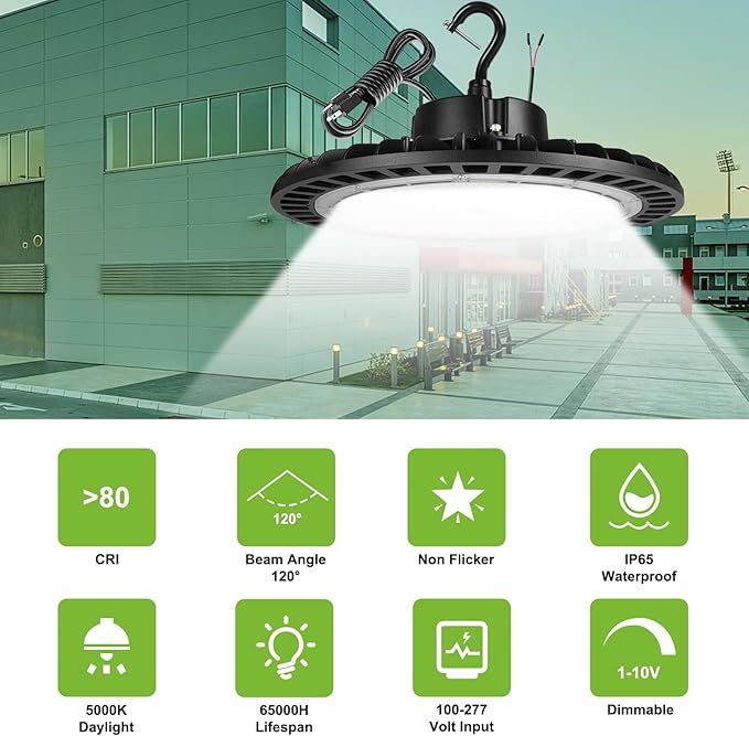 High Bay Led Shop Lights 200W 4PACK UFO Led High Bay Light 5000K 30000lm Dimmable Led High Bay Light with US Plug ETL Listed high Bay led Light for Warehouse Lights Commercial Bay Lighting