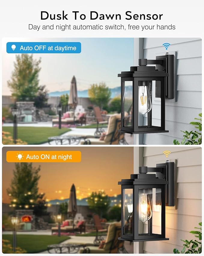 VIANIS Dusk to Dawn Outdoor Lights for House, Black Outdoor Light Fixture, Waterproof Exterior Lighting Fixtures Wall Mount, Outdoor Wall Lights for House, Garage, Garden, Porch,Hardwired, Non-Solar