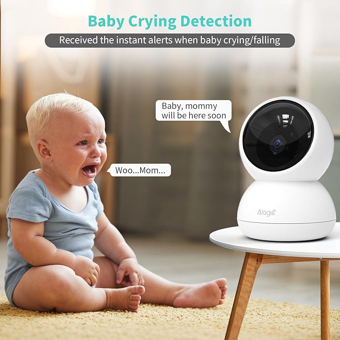 Alaga 3K Indoor Security Camera,5G and 2.4G WiFi,360° Pan and Tilt,AI Human Pet MotionDetection,Night Vision,Two-Way Audio,Compatible with Alexa & Google Assistant,Free 64G SD Card