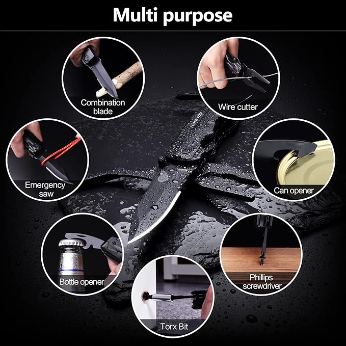 Multitool Pocket Knife for Men, Gifts for Boyfriend, Him, Husband, Dad, Multi Tool Tactical Plier With Nylon Sheath, Stocking Stuffer 'I LOVE YOU'