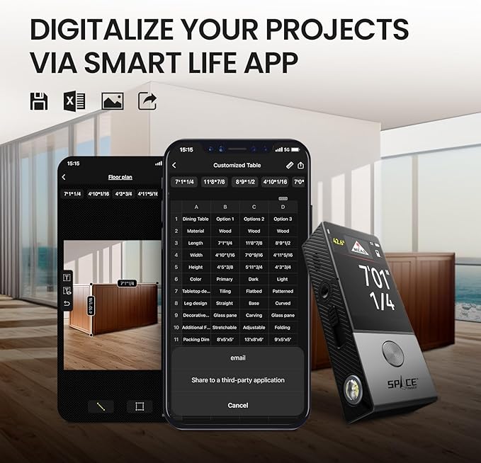 MiLESEEY 330 ft Smart Laser Tape Measure & Digital Ruler D9 PRO– IPS Touchscreen, App‑Sync, Visual Aligning Indicator, P2P, Live Angle Display Professional Measuring Tool