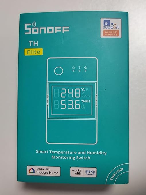 SONOFF THR316D Elite 16A Smart Switch with Temperature and Humidity Monitoring with LCD Screen, Compatible with Alexa/Google Home/IFTTT.