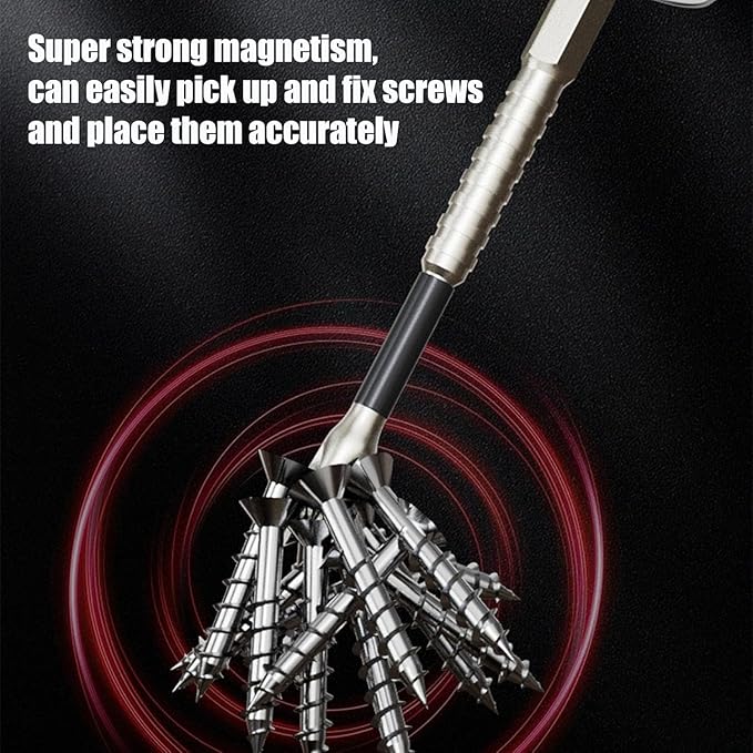 HUHAO 6Pcs High Magnetic Screwdriver Drill Bit Set, K5 Impact-Resistant and Nonslip Bit, Anti Slip Screwdriver Bits for Dry Wall, Sheetrock, Electric Drills - High Magnetic Strength & High Hardnes