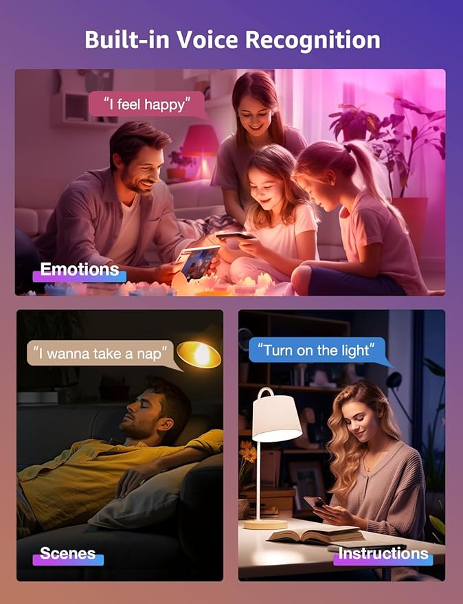 Lepro BR1 AI LED Smart Bulbs - AI Generated Lighting, LightGPM 2 with LLM, LightBeats Music Sync, Voice Control Via App, RGBWW Colors, Compatible with Alexa & Google Assistant, BR30 E26 8W, 4 Packs