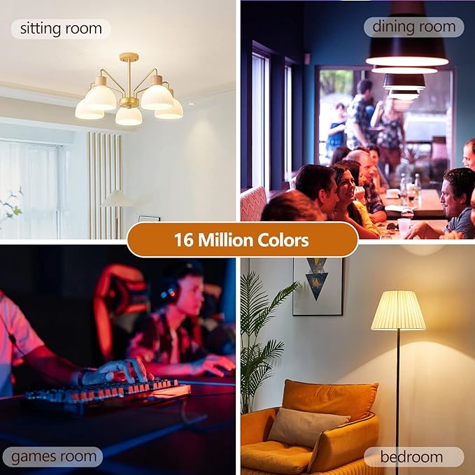 Smart LED Bulbs, Bluetooth Light Bulbs, RGB+CCT Color Changing Light Bulbs with App Control, A19, E26, 10W Music Sync and 8 Scene Mode for Living Room Bedroom Party (Not Support WiFi/Alexa) (2)