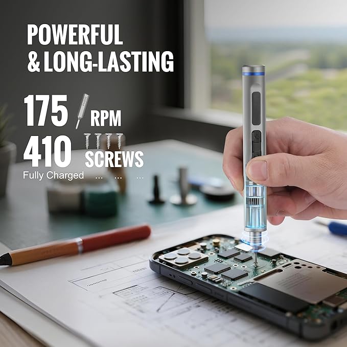 WORKPRO 38 in 1 Electric Screwdriver, 3.7V Electric Precision Screwdriver with Magnetizer and S2 Steel Bits, Max 0.3N.m, Cordless Mini Power Screw Driver for Electronics Phone Camera Laptop