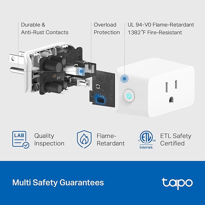 TP-Link Tapo Smart Plug Mini, Matter Compatible, Compatible with Alexa, Google Home & Samsung SmartThings, Energy Monitoring, 15A, UL Certified, 2.4G Wi-Fi Only, Tapo P110M(2-Pack)