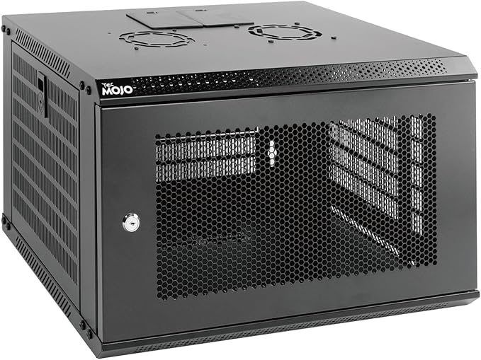 Tecmojo 6U Wall Mount Rack Network Cabinet for 19" IT Equipment,with Lockable Mesh Door and Side Panels,Cooling Fan,450mm Depth (Standard 6U/450mm Deep), Mesh/Black