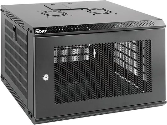 Tecmojo 6U Wall Mount Rack Network Cabinet for 19" IT Equipment,with Lockable Mesh Door and Side Panels,Cooling Fan,450mm Depth (Standard 6U/450mm Deep), Mesh/Black