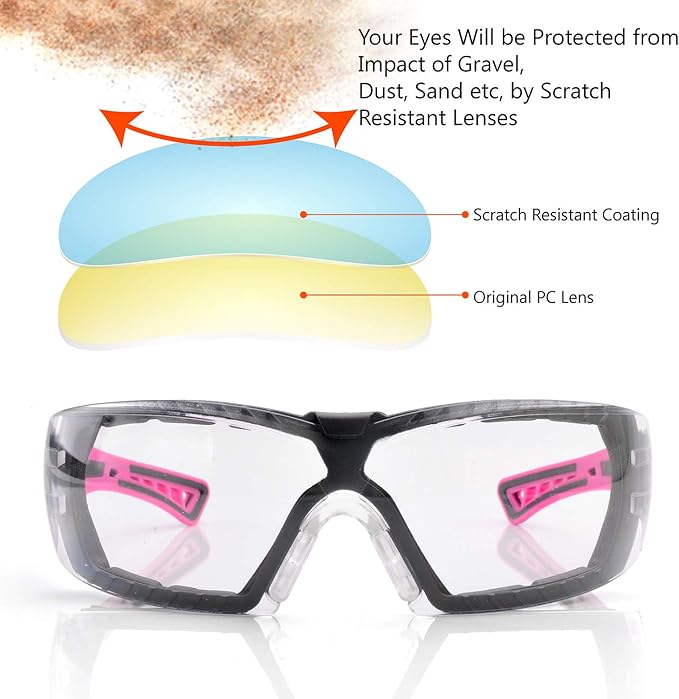 SAFEYEAR Women's Anti Fog Safety Goggles Glasses with HD Anti Scratch Resistant Lenses Work Goggles for Nurse Eye Protection