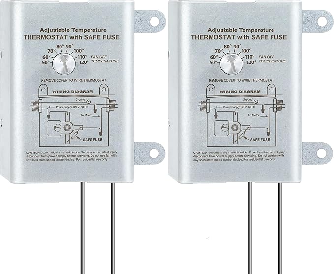Saillong 2PACK 10 Amp Attic Fan Thermostat Control With Adjustable Temperature Finger Dial Switch, Programmable Replacement for Exhaust Fan, Greenhouse