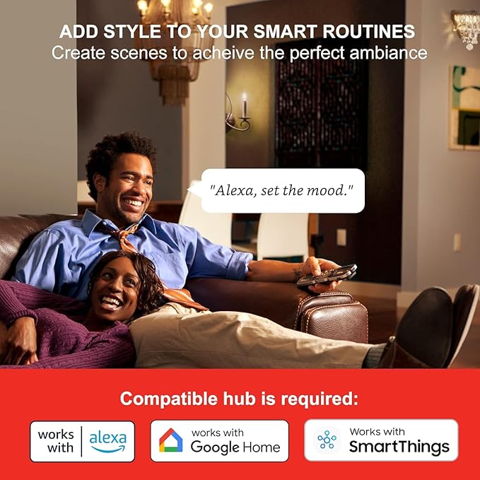 Sengled Zigbee Smart Light Bulbs, Smart Hub Required, Work with SmartThings and Echo with Built-in Hub, Voice Control with Alexa and Google Home, Soft White B11 Candelabra Light Bulbs 40W Eqv. 2 Pack