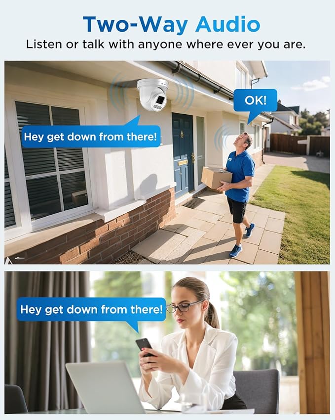 4COVR PoE PTZ Security Camera System 8 Channel 4K, 8X 8MP IP PTZ Camera Two Way Audio, 280ｰ Pan 90ｰ Tilt 5X Optical Zoom, Smart Color Night Vision, Human Vehicle Detection, NVR 2TB HDD, LY5XCP8M0808