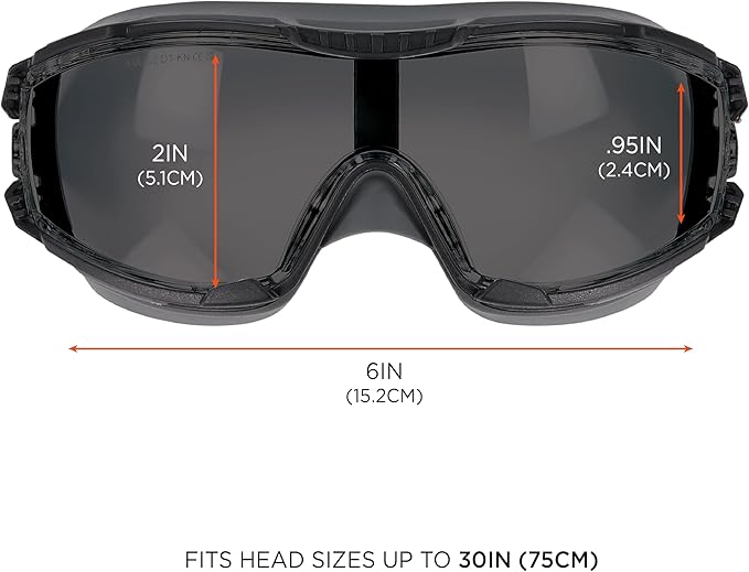 Ergodyne Skullerz Arkyn Protective Dust Safety Goggle, Non-Vented, Anti Fog, Scratch Resistant, Adjustable Neoprene Strap