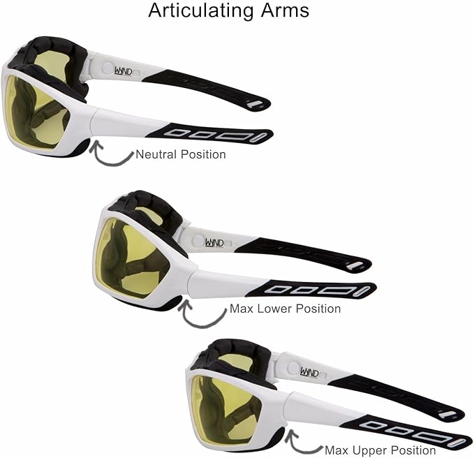 WYND Blocker Motorcycle Riding Glasses Extreme Sports Wrap Sunglasses (White/Yellow)