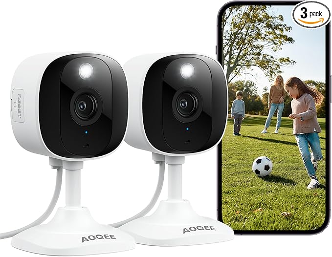 2K Cameras for Home Security-Outdoor/Indoor Camera for Dog/Cat/Pet/Nanny/Baby, Color Night Vision, White Light, Siren, 24/7 SD Recordings, Works with Alexa/Google Home, C1 (C1-White-2pack-2.4G)