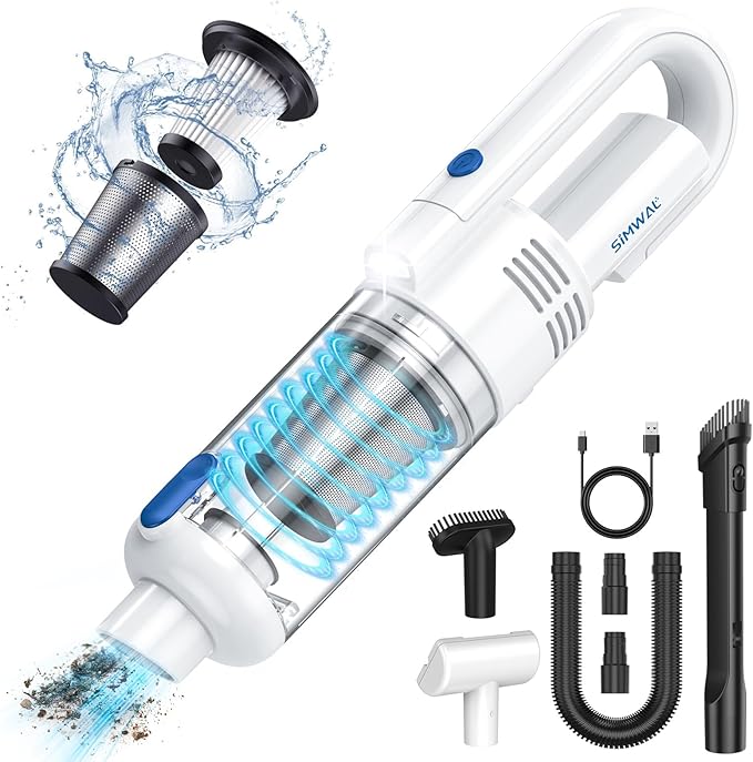 Handheld Car Vacuum Cleaner Cordless: 9500PA Powerful Suction Portable Lightweight Hand Held Vacuum - Large Capacity Battery Last Long Wireless Mini Vacuum With LED Light For Home Office Cleaning