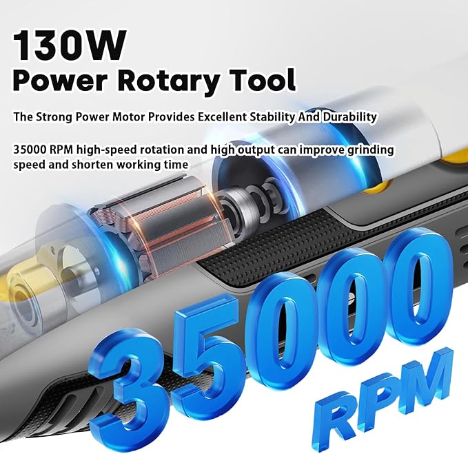 Enventor 130W Corded Rotary Tool, Power Electric Rotary Tool Kit with 204pcs Accessories Kit, 6-Speed 10,000-35,000RPM, Power Multi-Purpose Set for Sanding, Polishing, Engraving, Drilling, DIY Crafts