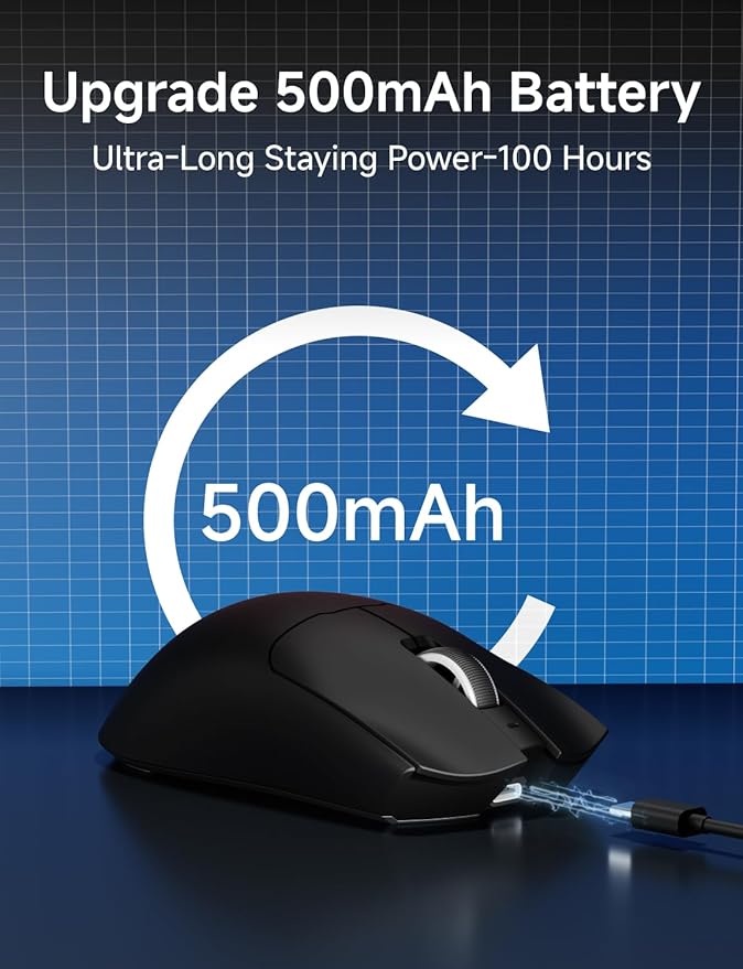 S9 Pro Wireless Gaming Mouse, 59G Ergonomic Computer Mouse, Triple Modes, 8K Polling, 26K DPI, PAW3395 Optical Sensor, Kailh Switch, 250h Battery Life, Programmable for PC/Win/Mac(Black)