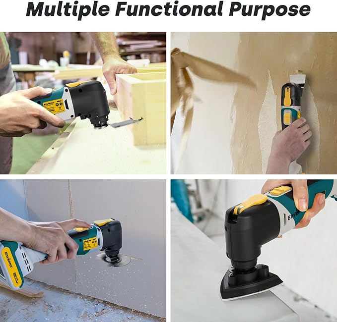 Enventor 20V Cordless Oscillating Multi tool, Brushless Oscillating Saw with 28PCS Accessories, Fast Charger, 6 Variable Speeds, 4° Oscillation Angle for Scraping, Sanding, Cutting, Blue