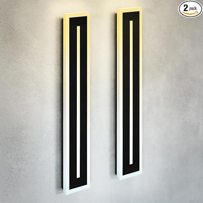 ASD LED 36" Long Wall Mount Light Fixture, Outdoor & Indoor Linear Sconce | 3CCT, Dimmable, Waterproof, Anti-Rust, ETL Listed | 30W 1850LM 3000-5000K 100-277V | Exterior Porch Lighting | Black, 2 Pack