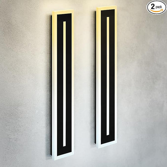 ASD LED 36" Long Wall Mount Light Fixture, Outdoor & Indoor Linear Sconce | 3CCT, Dimmable, Waterproof, Anti-Rust, ETL Listed | 30W 1850LM 3000-5000K 100-277V | Exterior Porch Lighting | Black, 2 Pack