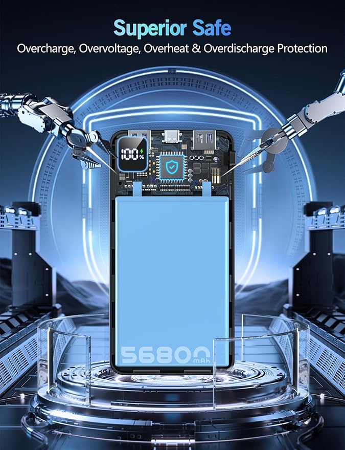 Portable Charger Power Bank, 56800mAh PD 22.5 W Fast Charging Battery Pack, Large Capacity Portable Power Bank for Camping Travel Essential Compatible with iPhone 17/16/15/14/13 Series, Samsung, iPad