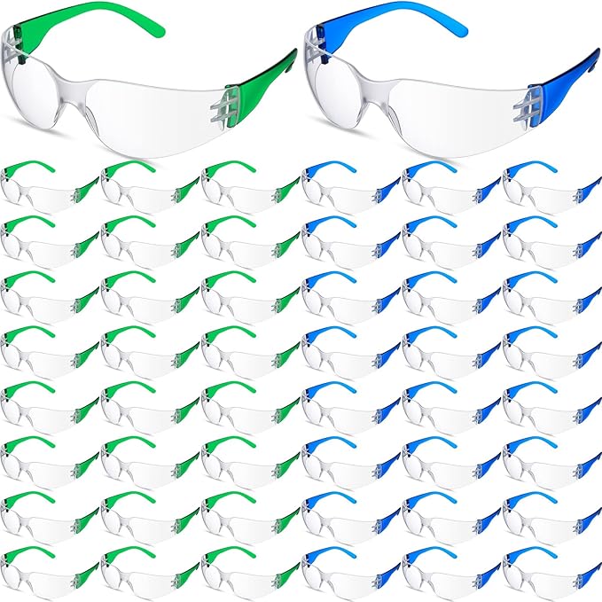 Kanayu 48 Pack Kids Protective Safety Glasses Bulk Kids Safety Goggles Scratch Impact Resistant Goggles Eyewear