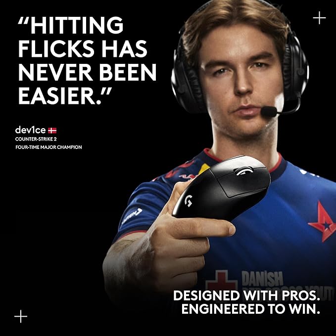 Logitech G PRO X Superlight 2 DEX Wireless Gaming Mouse, 60g pro-Grade Right-Handed Mouse with 5 programmable Buttons, USB-C Charging, 44k DPI Sensor, up to 8 kHz Polling for PC/Mac - White