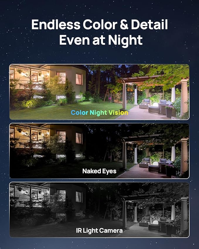 Anona Lucio 2.5K Security Camera Outdoor Battery Wireless with Solar Powered, Color Night Vision & 138° FOV, Multi-Object Detection, No Hub Needed, Two-Way Audio, IP67