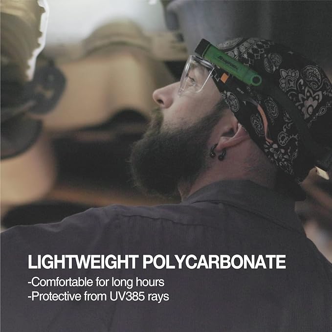 DEX FIT Safety Over Glasses SG210 OTG; Fit Over Your Eyewear, Z87 Eye Protection, 3X Fog & Scratch Resistant, Adjustable for Women & Men, UV Protective (Black & Orange Frame, Clear Lens)