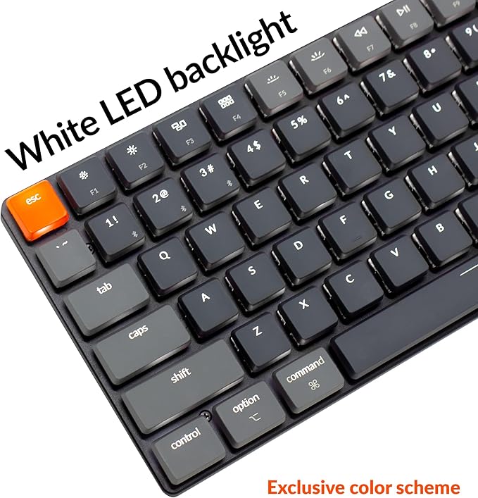 Keychron K3 75% Layout 84-Key Ultra-Slim Hot-Swappable Wireless Bluetooth Mechanical Keyboard with Low-Profile Keychron Optical Brown Switch/White LED Backlight/USB Wired for Mac Windows-Version 2