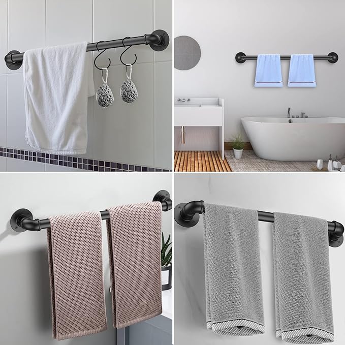 Willstar 2FT Industrial Staircase Handrail Non-Slip Pipe Bar Foot Rail Wall Mount Stair Rail Vintage Grab Bar for Steps Black Iron Pipe Handrail for Outdoor Indoor Stairs Loft Porch Hand Rail (2ft)