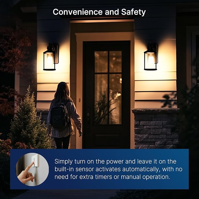 FLSNT Dusk to Dawn Outdoor Sensor ST19 LED Light Bulb, 7W (60W Eqv.), 800LM,Vintage Filament E26 Base, Auto On/Off Photocell Automatic for Energy-Efficient Outdoor Lighting, 3000K Warm White, 4 Pack