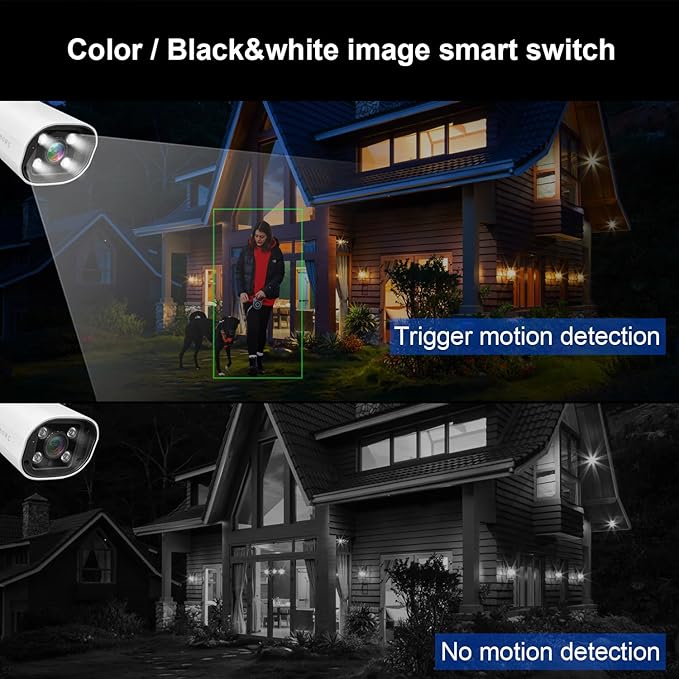 Expandable 10 Channel Wireless Security Camera System with 10.1" Monitor, AI Human Detection, Spotlight,Siren Alarm, 2-Way Audio,4Pcs 5MP Camera,Home Business Surveillance,1TB HDD