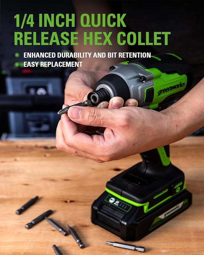 Greenworks 24V 10pcs Combo Kit,(2) Batteries & (2) Chargers. 800in/lb Drill&Impact Driver with Bits,Wrench, Multi-tool, Reciprocating Saw&Jigsaw, Circular saw, Angle Grinder and Flashlight